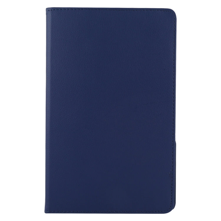 Blue leather folio tablet case, smooth textured back cover with stitched edges