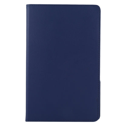 Blue leather folio tablet case, smooth textured back cover with stitched edges