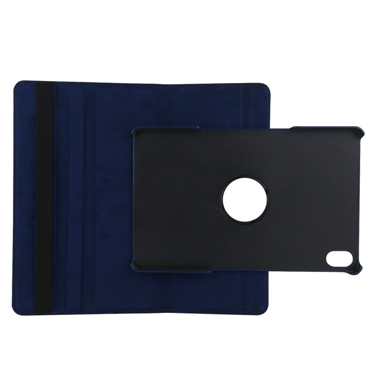 Blue leather tablet case with flip stand and black back cover, circular camera opening