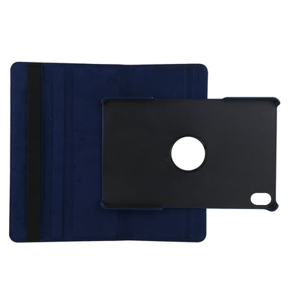 Blue leather tablet case with flip stand and black back cover, circular camera opening