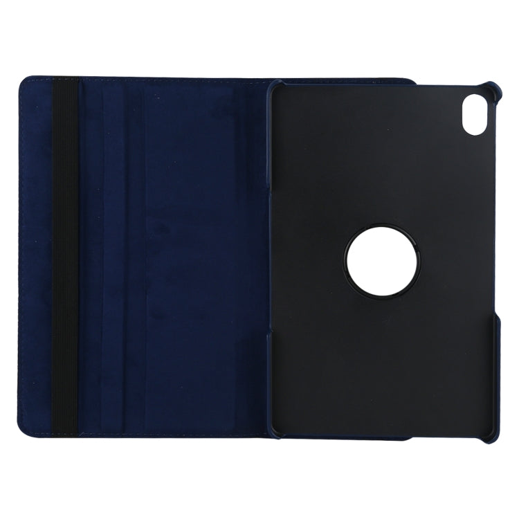 Blue leather folio tablet case with black backing panel and circular camera cutout