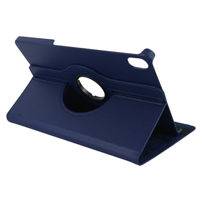 Blue leather tablet case with stand, circular camera opening and side hand strap hole