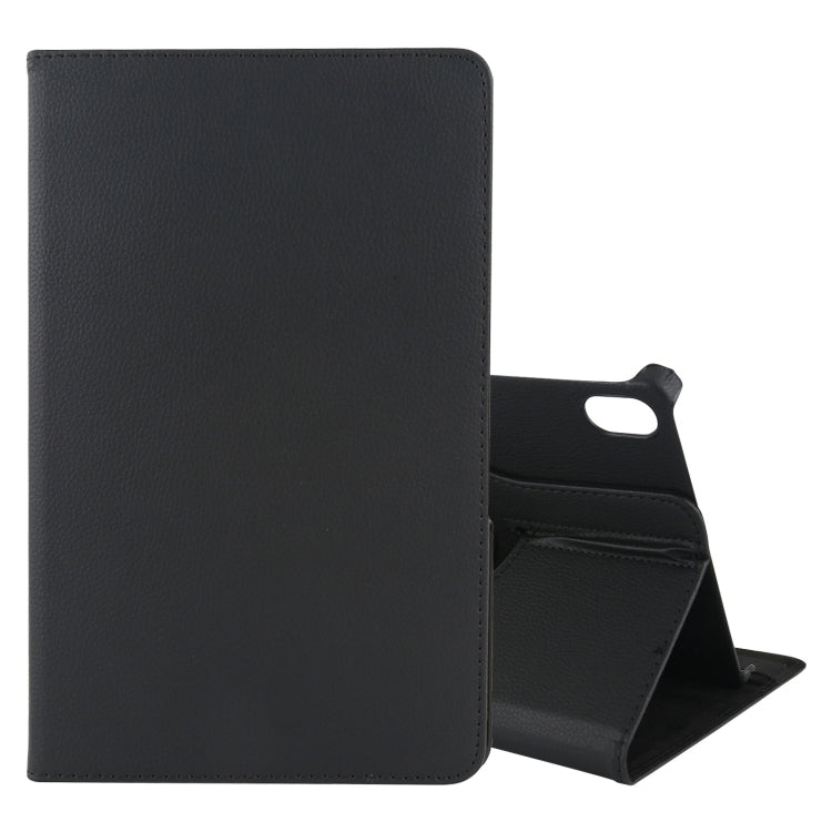 Black leather tablet case with flip stand and holder, hinged for horizontal rotation