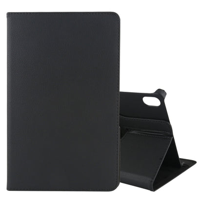 Black leather tablet case with flip stand and holder, hinged for horizontal rotation