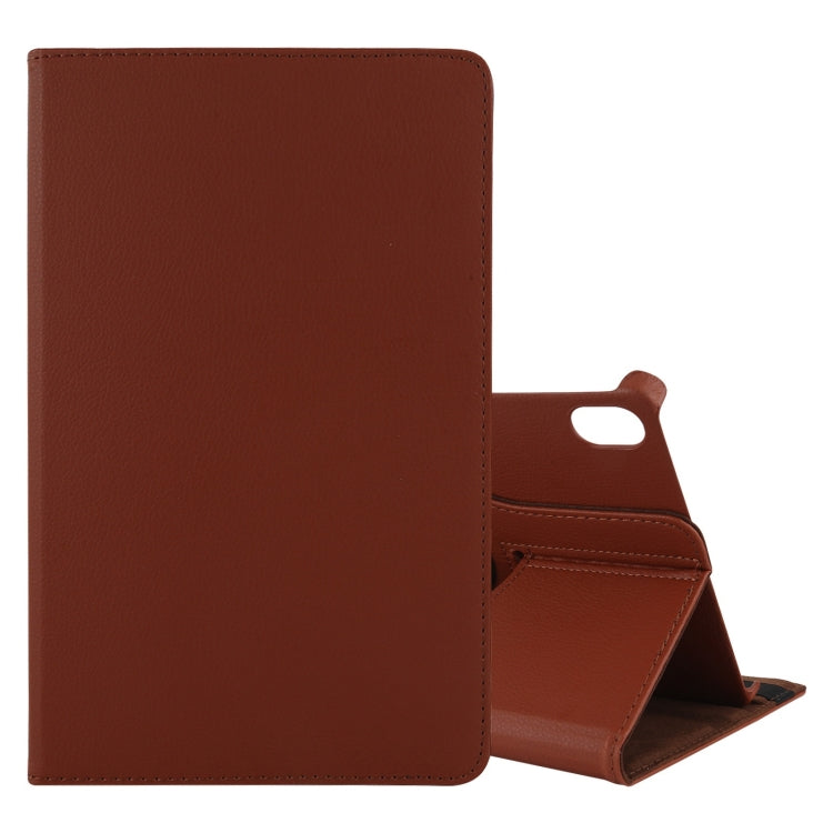 Brown leather tablet case with flip stand and holder, hinged for horizontal rotation