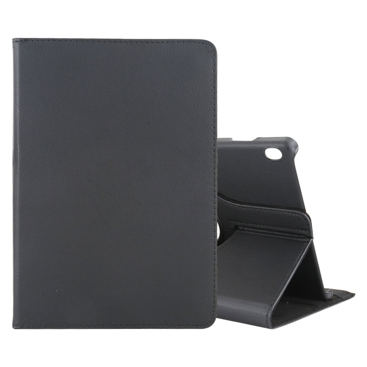 Black litchi-texture flip stand leather tablet case with cutout and viewing holder