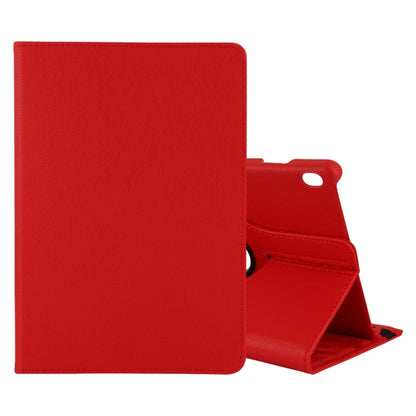 Red litchi-texture flip stand leather tablet case with cutout and viewing holder