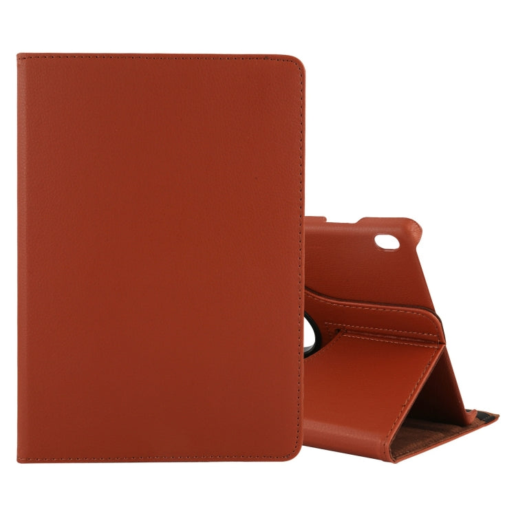 Brown leather-style tablet case with flip cover and kickstand, full front protection