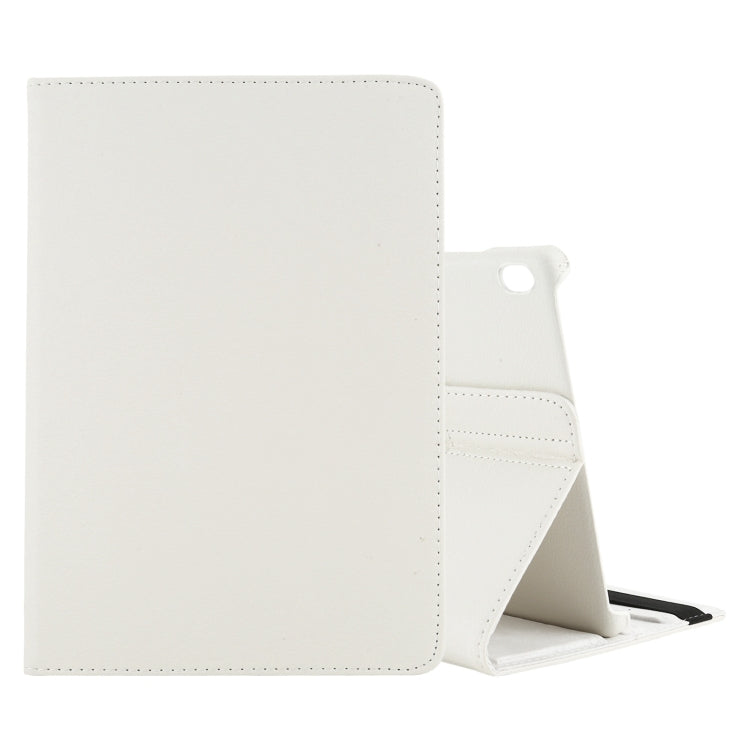 White leather-style tablet case with flip cover and kickstand stand, card cutout