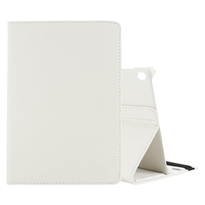 White leather-style tablet case with flip cover and kickstand stand, card cutout