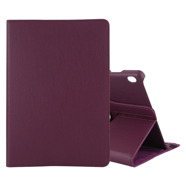 Dark purple leather-style tablet case with flip cover and kickstand, front card slots