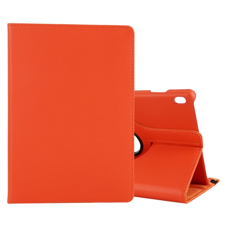 Orange leather-style tablet case with flip cover and kickstand, side port opening