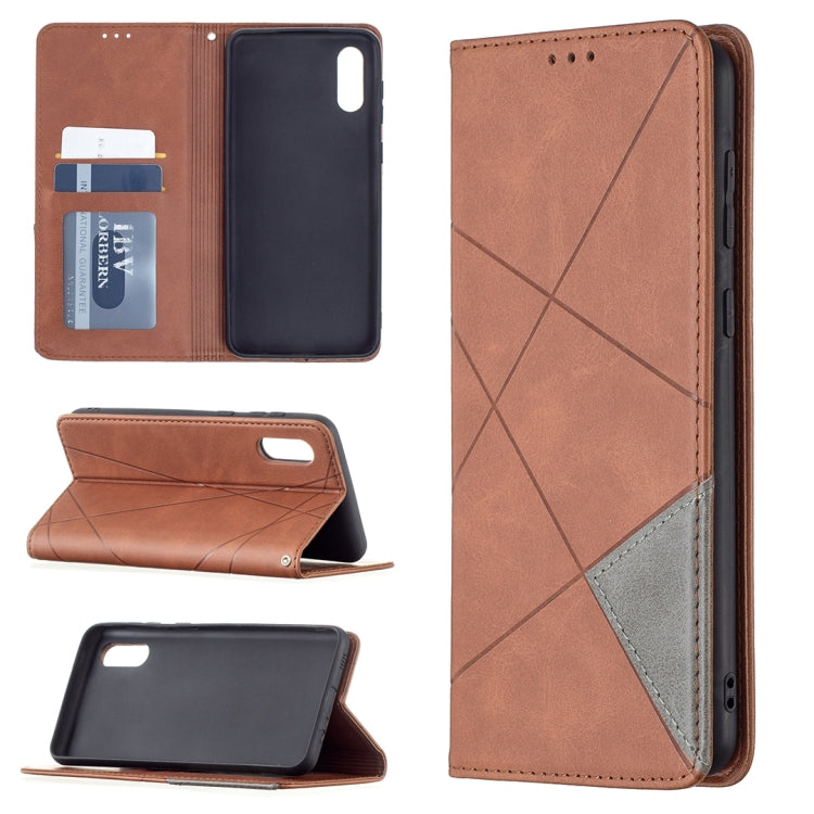 Leather wallet case with rhombus texture, flip cover, and card slots