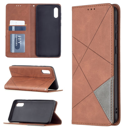 Leather wallet case with rhombus texture, flip cover, and card slots