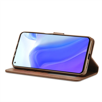 Brown flip leather case with folio stand showing phone screen for Redmi Note 10/10S