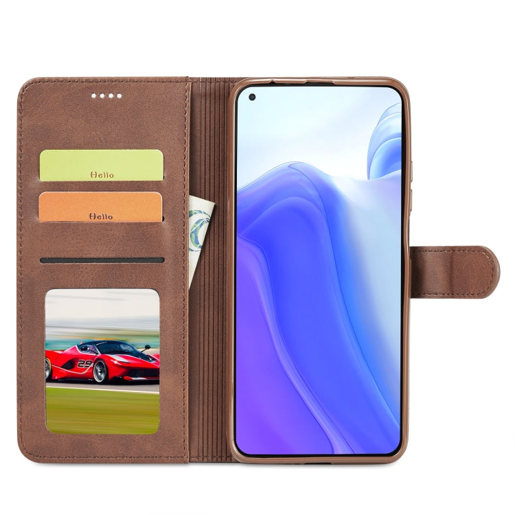 Brown leather wallet case with card slots and phone holder for Redmi Note 10/10S