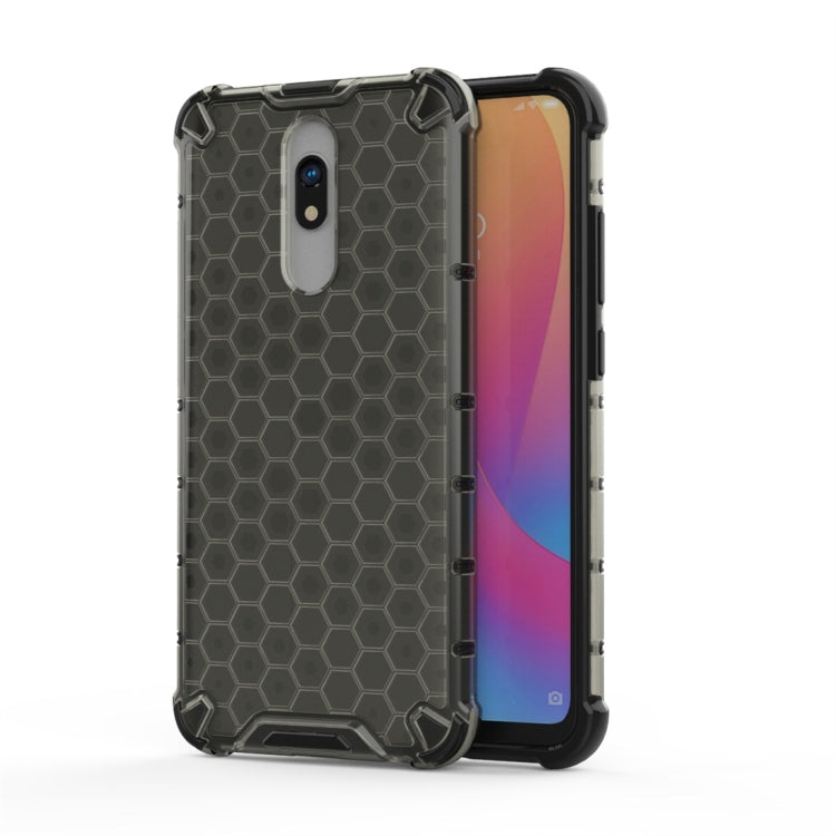 Honeycomb shockproof phone case with TPU bumper, dark green and clear back panel