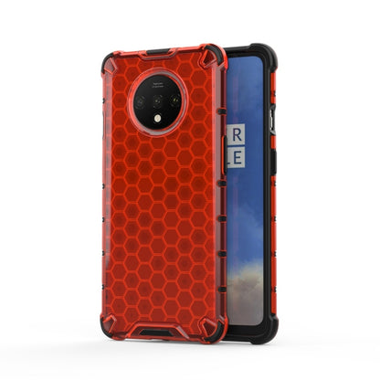 Honeycomb shockproof phone case with TPU bumper, red hex pattern and camera guard