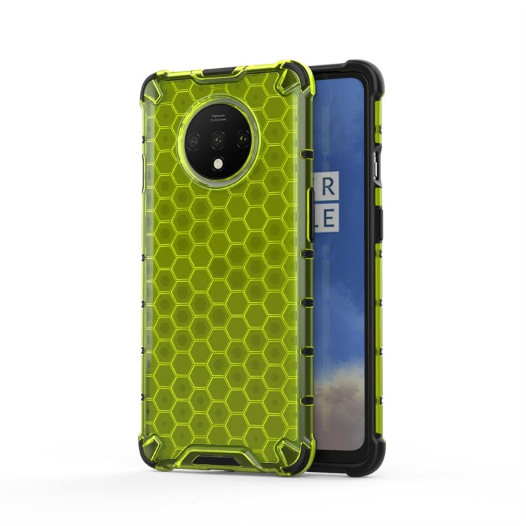 Honeycomb shockproof phone case with TPU bumper, neon lime green with camera opening