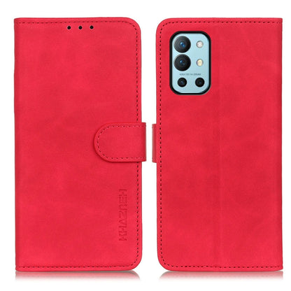 Red flip leather-style wallet case with phone holder and card slots for KHAZNEH