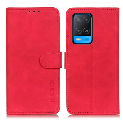 Red flip leather-style wallet case with phone holder and card slots for KHAZNEH