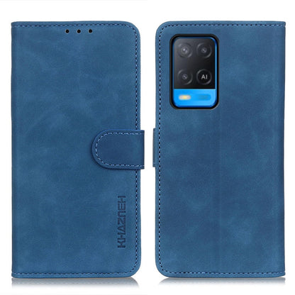 Blue flip leather-style wallet case with phone holder and card slots for KHAZNEH