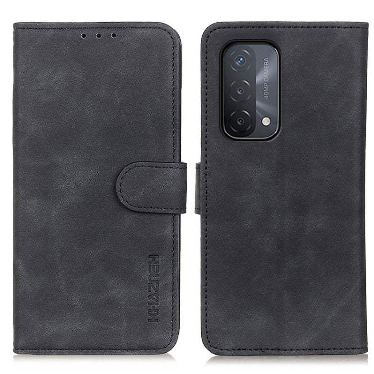 Black flip phone wallet case with camera opening, front flap tab and KHAZNEH logo.