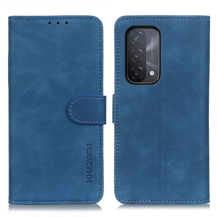 Blue flip leather-style wallet case with phone holder and card slots for KHAZNEH