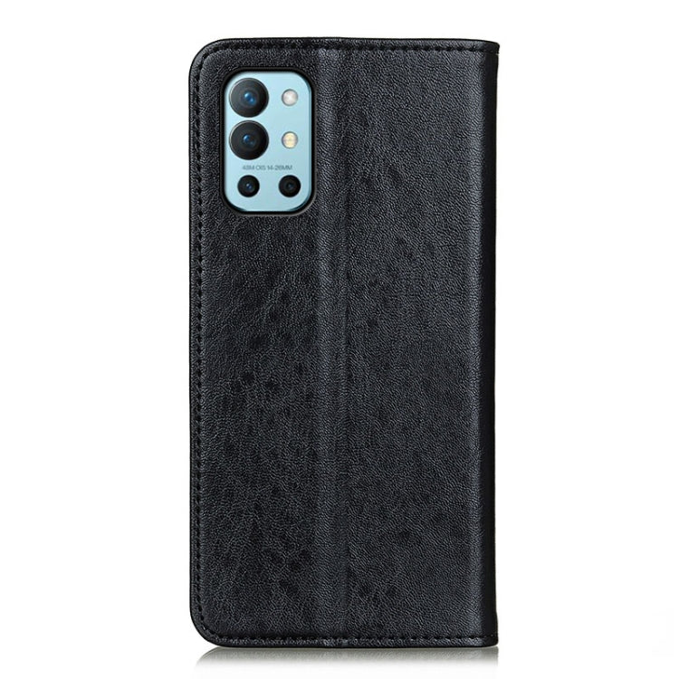 Black leather flip phone case with camera cutout and side stitching