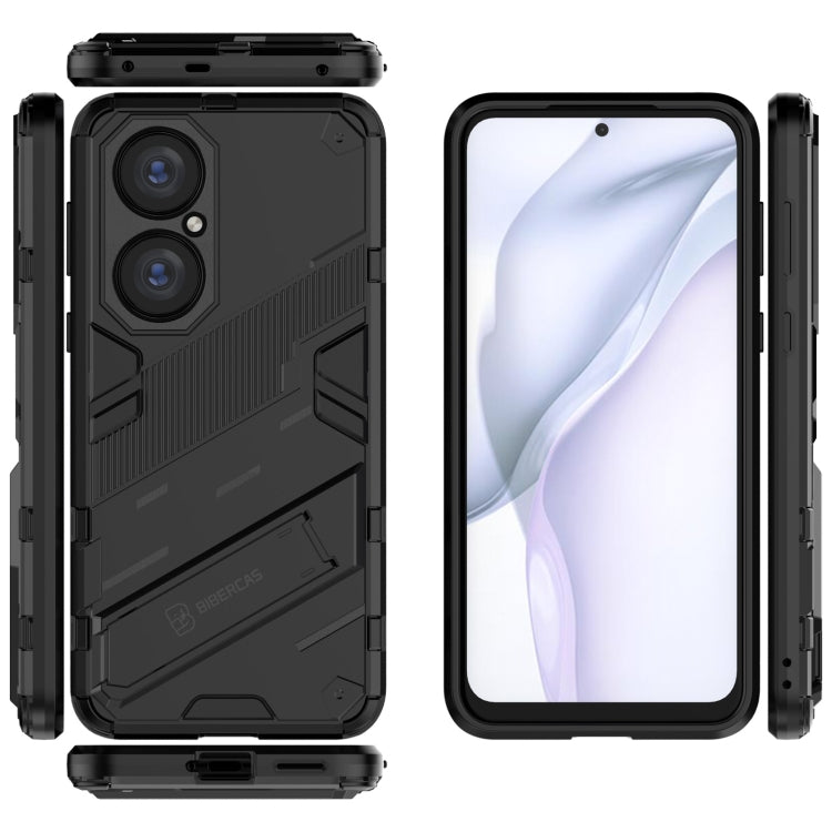 Rugged shockproof phone case set with back cover and TPU frame, black
