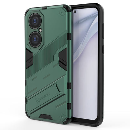 Rugged shockproof phone case with camera cutouts, green/black, for Huawei P50