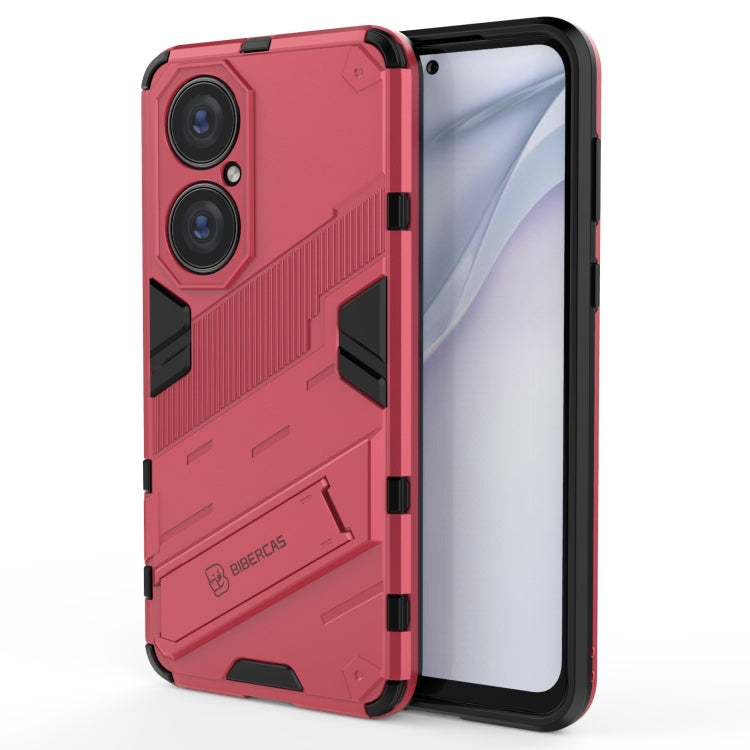 Red shockproof phone case with PC+TPU armor, black bezel, cutout accents