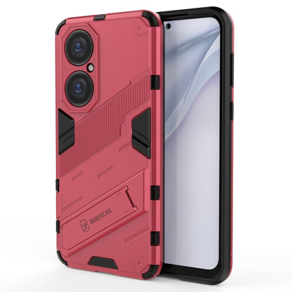 Red shockproof phone case with PC+TPU armor, black bezel, cutout accents