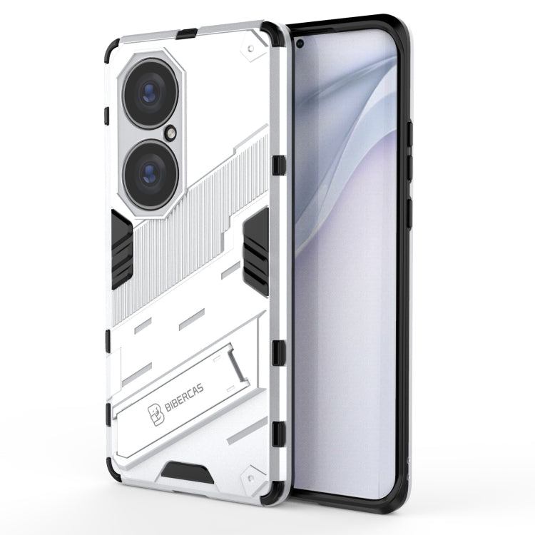 Rugged shockproof phone case with camera cutouts, white/black, for Huawei P50 Pro