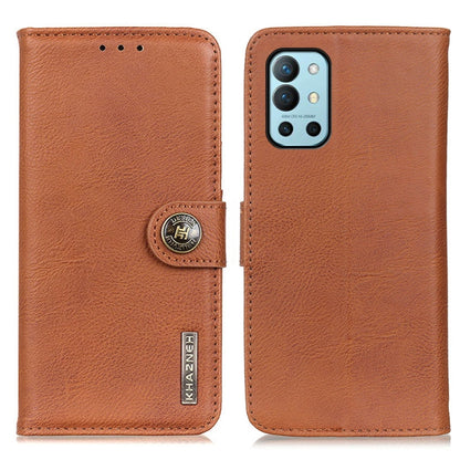 KHAZNEH leather flip phone case with card slots, brown; wallet flap with camera cutout.