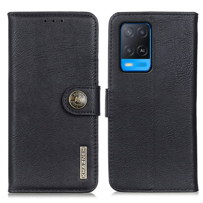 KHAZNEH leather flip phone case with card slots, black; holder cover with camera cutout.
