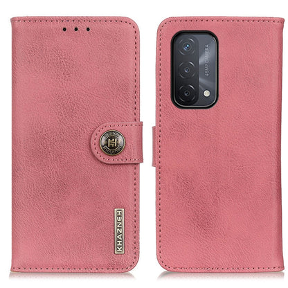 KHAZNEH pink flip leather phone case with camera cutout and KHAZNEH logo
