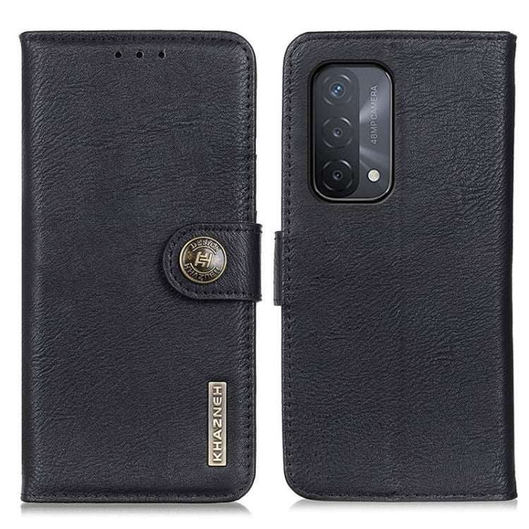 KHAZNEH leather flip phone case with card slots, black; wallet-style flap and camera cutout.