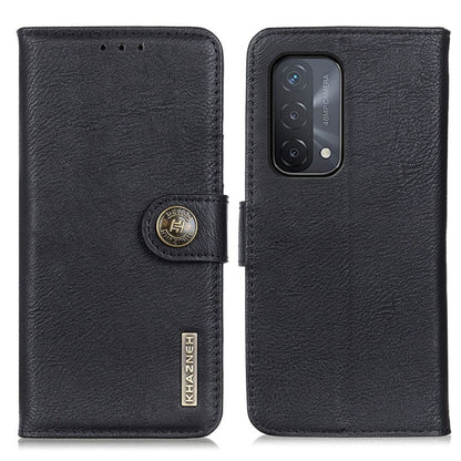 KHAZNEH leather flip phone case with card slots, black; wallet-style flap and camera cutout.
