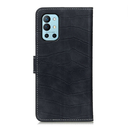 Black crocodile-texture leather phone flip case with camera cutout