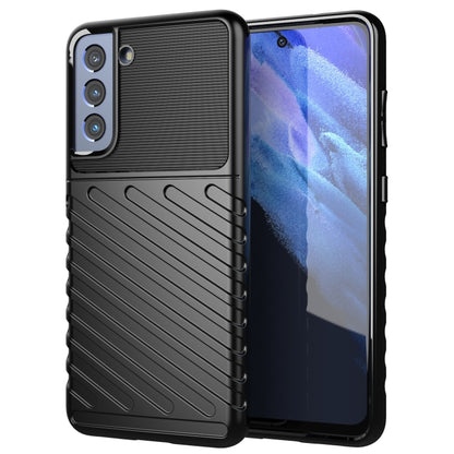 Black shockproof TPU phone case with ribbed texture and camera cutouts