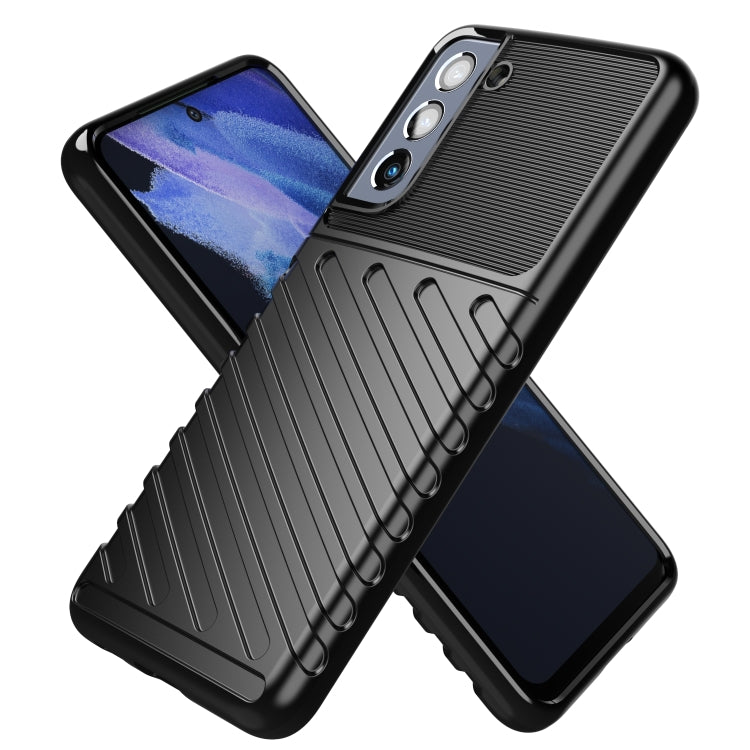 Black shockproof TPU phone case with ribbed design and camera cutouts