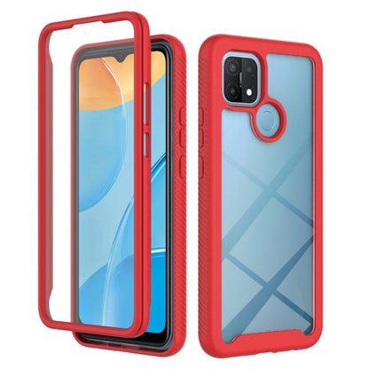 Red shockproof phone case with ring detail, geometric back, camera cutout
