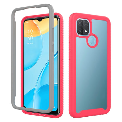 Gray and pink shockproof phone case with rugged corners, ring detail, camera cutout