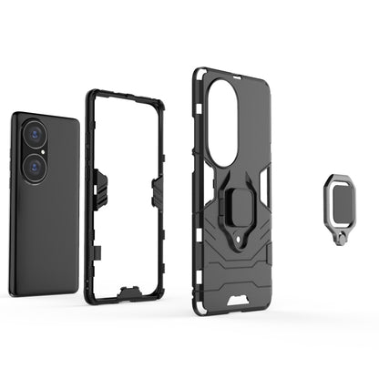 Shockproof phone case set: back cover, frame, and magnetic ring holder piece