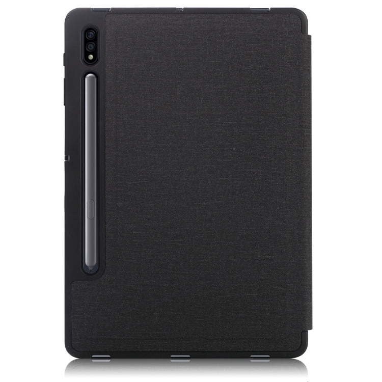 Black textured PU leather tablet case with camera cutout on back