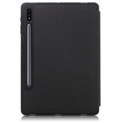 Black textured PU leather tablet case with camera cutout on back