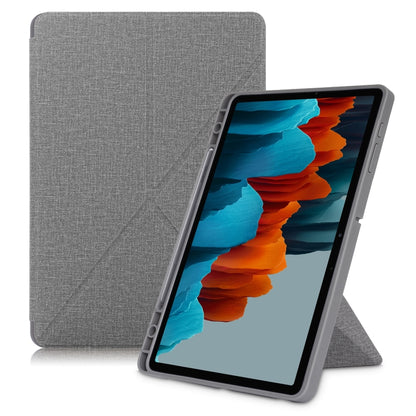 Grey textured PU leather tablet case with kickstand and front cover