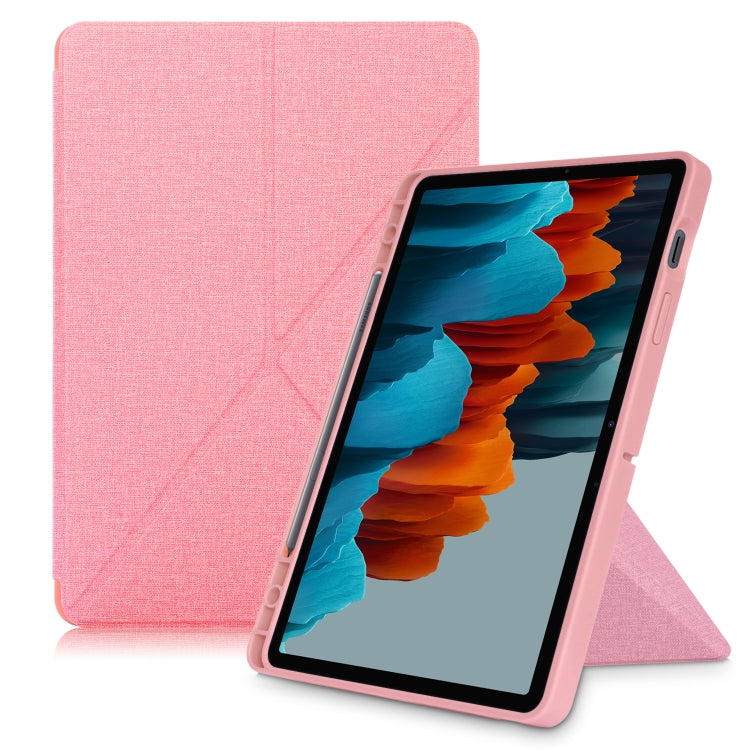Pink multi-folding PU leather tablet case with flip cover and viewing stand