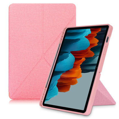 Pink multi-folding PU leather tablet case with flip cover and viewing stand